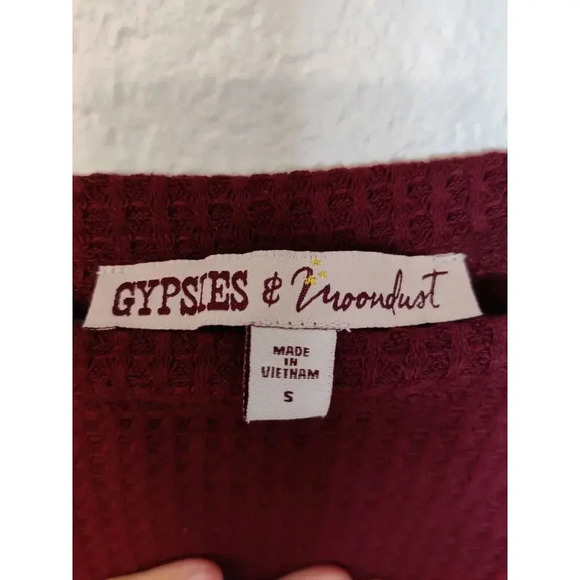 Gypsies & Moondust Long Sleeve Maroon Burgundy Floral Top Sweater Size S - Picture 7 of 8